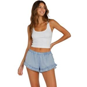 Aerie Light Blue Lyocell Ruffle Hem Shorts Elastic Waist XL